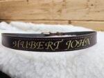 Brown leather children's belt custom made embroidered name - Image 2
